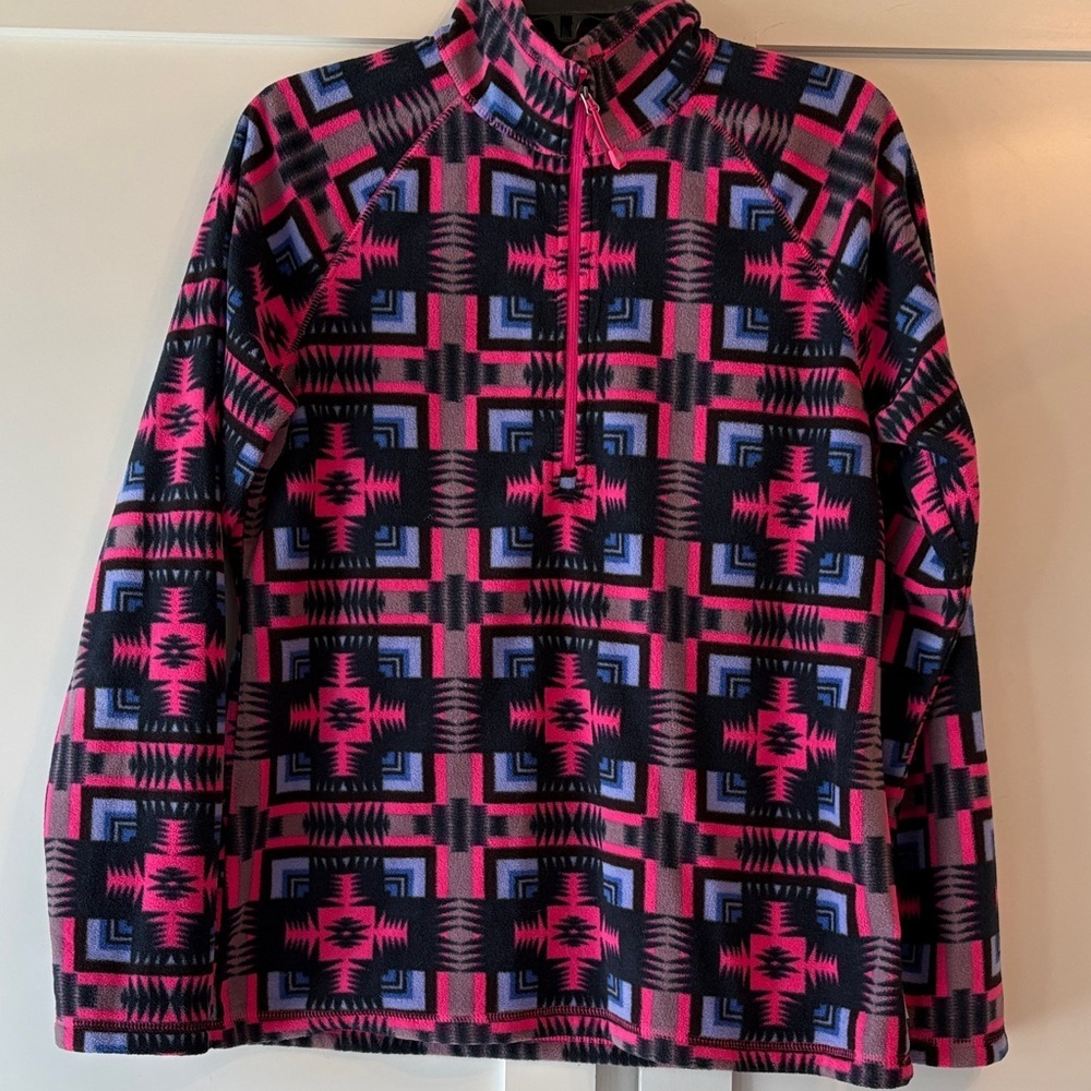 Women’s Eddie Bauer Quest 1/4 Zip Fleece Aztec Patterned Pullover Size M